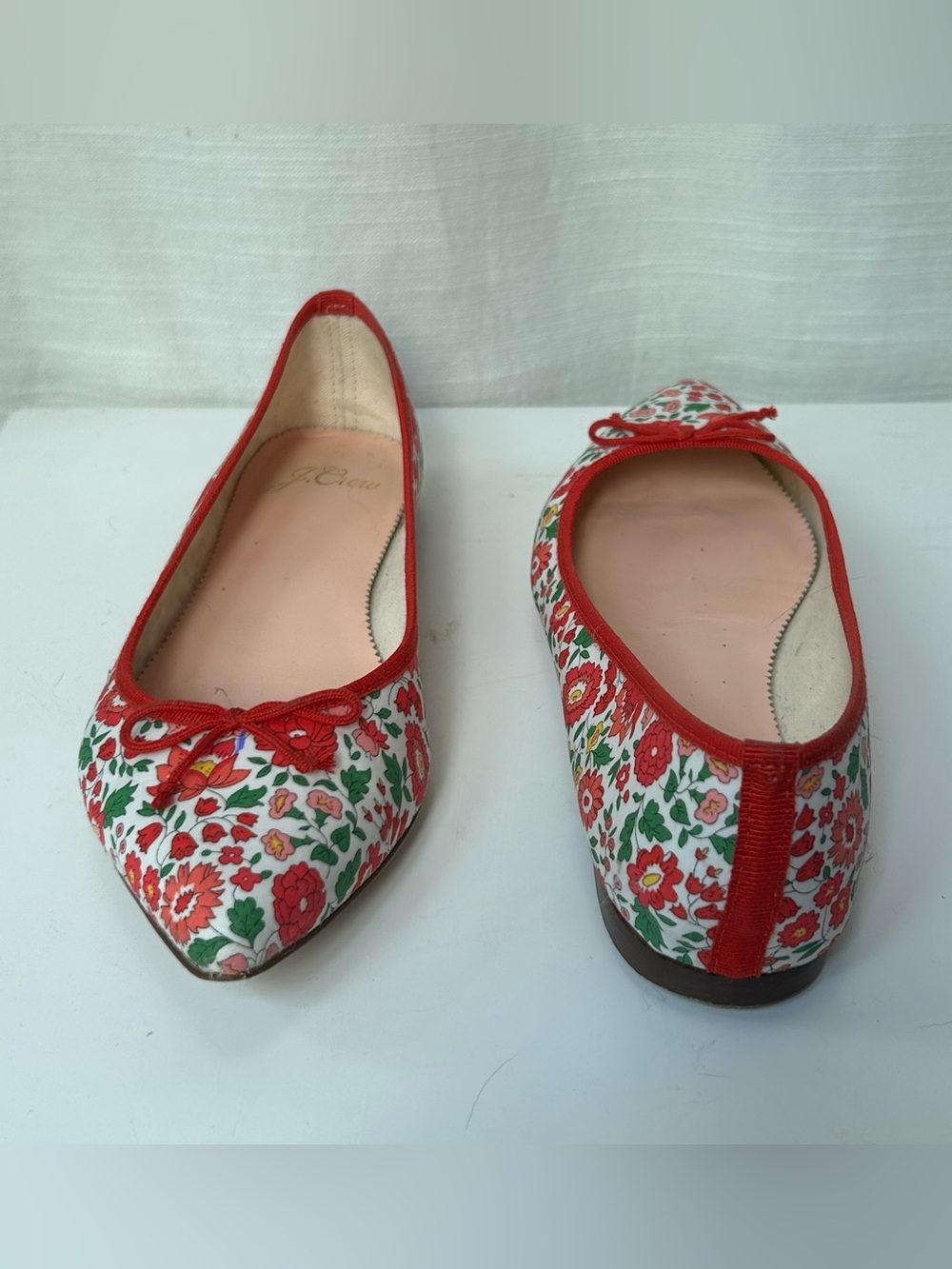 J.Crew Gemma Ballet Flats in Floral Cloth - White with Red - Picture 6 of 10